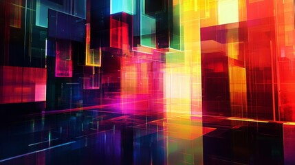 Abstract Colorful Geometric Digital Cityscape