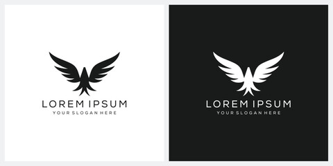 Fototapeta premium creative letter W wings bird eagle, logo design vector template