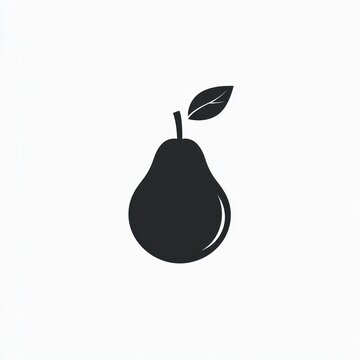 recommend clip art: Simple black silhouette of a pear with leaf. (1)