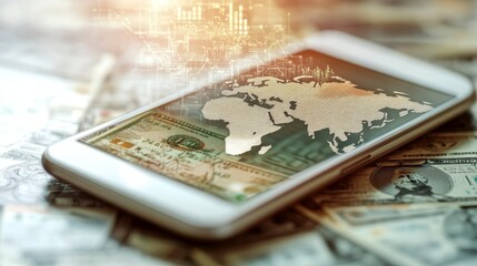 Digital currency trends global economy financial data urban environment close-up view investment opportunities