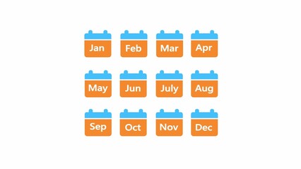 12 month calender icon, calendar icon, 12 month on calender, 12 months of the year, calendar months of year.