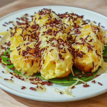 Fried Bananas with Chocolate Sprinkles and Grated Cheese