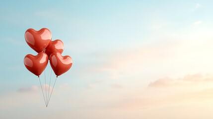 Fototapeta premium Elevated view of a romantic valentine's day celebration with heart balloons outdoors