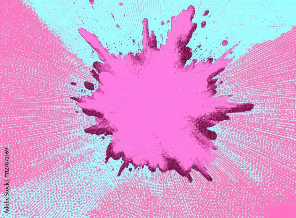 Poster Dynamic Pop Art Explosion Background with Halftone Pattern and Bright Colors