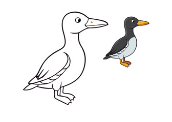 Obraz premium A common bird coloring page features simple outlines of birds like sparrows, robins, or pigeons, perched or flying, with open areas for kids to color creatively.