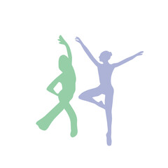 Dancing people color silhouette