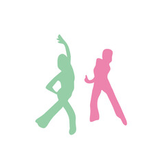 Dancing people color silhouette