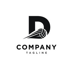 Letter D VolleyBall Logo Icon Vector