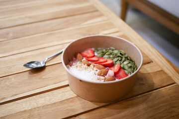 Enjoy a Healthy Bowl with Strawberries and Pumpkin Seeds for any meal