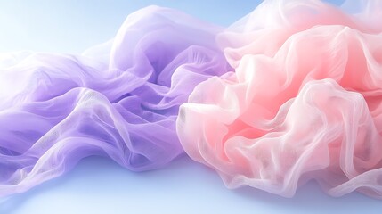 Fototapeta premium Soft pastel ribbons for a romantic valentine's day background in studio setting