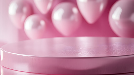 A close-up of a pink podium engraved with the recipient's name and a message.