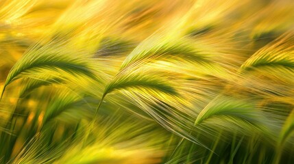Obraz premium Golden Blades of Grass Dancing in Soft Summer Breeze at Sunset