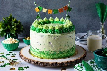 Irish Celebration Cake with Green Frosting for Festive Occasions