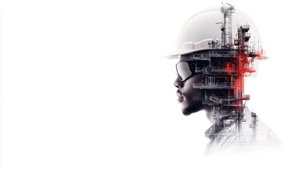 Double Exposure of Construction Worker in Modern Industrial Setting