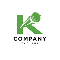 Letter K Golf Ball Logo Icon Vector