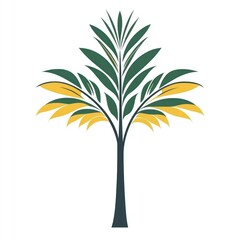 Obraz premium Stylized palm tree illustration with teal and gold leaves.