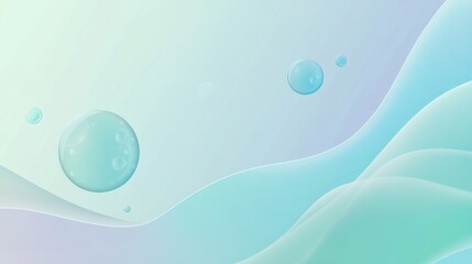 Abstract pastel background with flowing wavy lines and translucent bubbles.