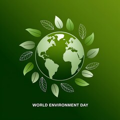 Green Earth Encircled by Leaves Celebrating World Environment Day