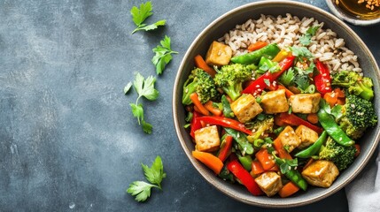 Tasty Vegetarian Stir-Fry with Tofu and Fresh Vegetables