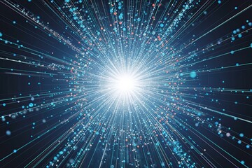 Fototapeta premium Advanced Visual Network of Illuminated Dots and Lines Transforming Digital Data Flow and Collaboration