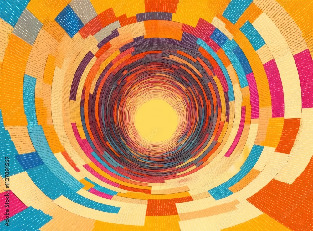 Aufkleber Dynamic Colorful Circular Tunnel Warp Background with Energy and Motion