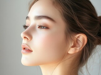 Asian Woman Beauty Close-Up Natural Light Portrait Hair Care Skincare Modern Style