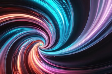 Vibrant Three-Dimensional Fluid Motion Visualization with Colorful Luminous Swirls