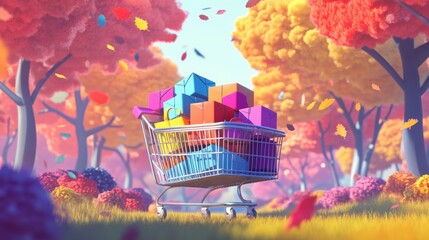 Fall shopping sales season poster background template.