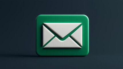A green email icon featuring a white envelope design, symbolizing communication and digital messaging.