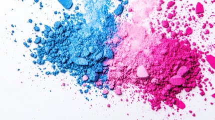 Obraz premium Colorful powdered pigments in blue and pink, ideal for art and crafts.