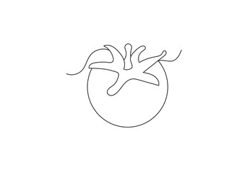 Continuous line art fresh vegetable tomato design. vector design template