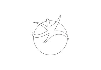 Continuous line art fresh vegetable tomato design. vector design template