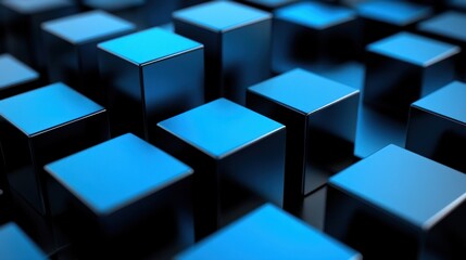 Obraz premium Abstract background of blue metallic cubes.