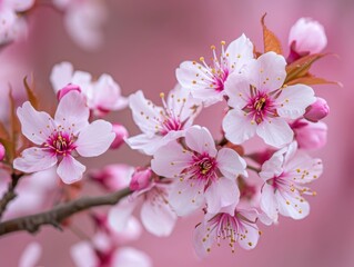 Obraz premium Delicate Cherry Blossom Flowers in Soft Pink Backgrounds