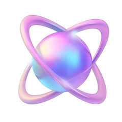Fototapeta premium 3D rendering of an atomic model glowing sphere against a white and transparent background.