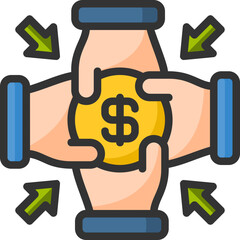 Croudfunding icon for fintech, financial, finance, banking, digital, innovation, security, money, bank, tech, cryptocurrency, blockchain and technology