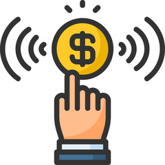 Tap to pay icon for fintech, financial, finance, banking, digital, innovation, security, money, bank, tech, cryptocurrency, blockchain and technology