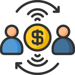 Peer to peer icon for fintech, financial, finance, banking, digital, innovation, security, money, bank, tech, cryptocurrency, blockchain and technology