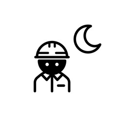 夜に働く作業員のアイコンイラスト　ベクター
