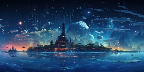 fountain in the night