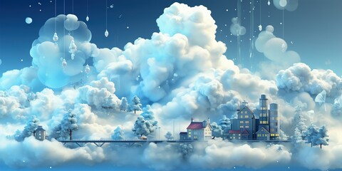 Fototapeta premium landscape with clouds and sun