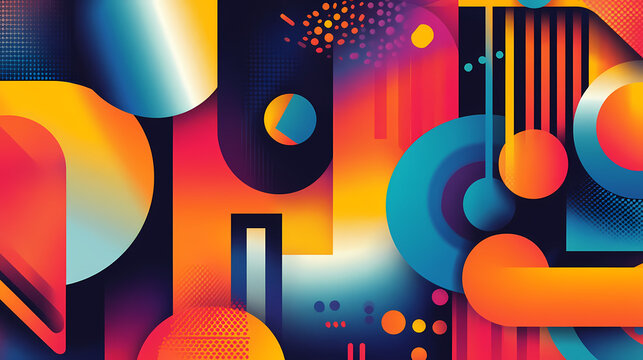 A vibrant abstract background showcasing a tessellation of contrasting geometric forms, creating a visually stimulating design. Tessellation. Illustration