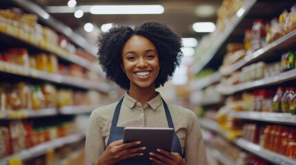 Store manager working in store