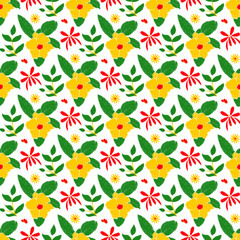 Floral ikat spring embroidery pattern seamless.Fresh color on white background element ethnic pattern.Oriental traditional vector print motif.Design for clothing,scarf,shawl,batik,woven,wrap,decorate.