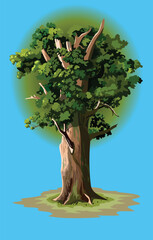 A marvelously grown tree with fresh foliage, vector illustration