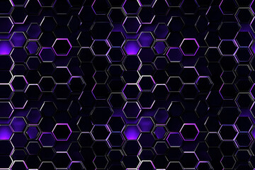 A dark purple background with a pattern of purple and black hexagons. The hexagons are arranged in a way that creates a visually striking and intricate design. Scene is one of sophistication