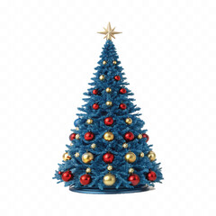 abstract 3d different style Christmas tree with beautiful ornaments isolated on white background