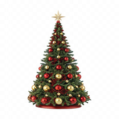 abstract 3d different style Christmas tree with beautiful ornaments isolated on white background