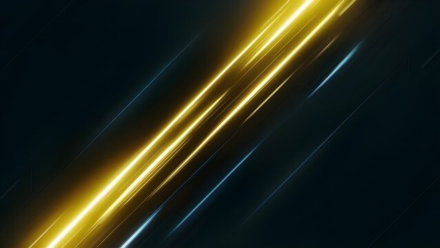Dynamic glowing yellow streaks on a dark background creating a futuristic and sleek abstract design for modern digital