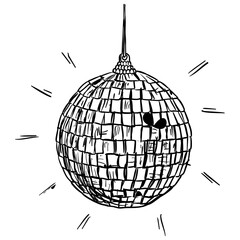 Disco Ball Lamp Handdrawn Illustration